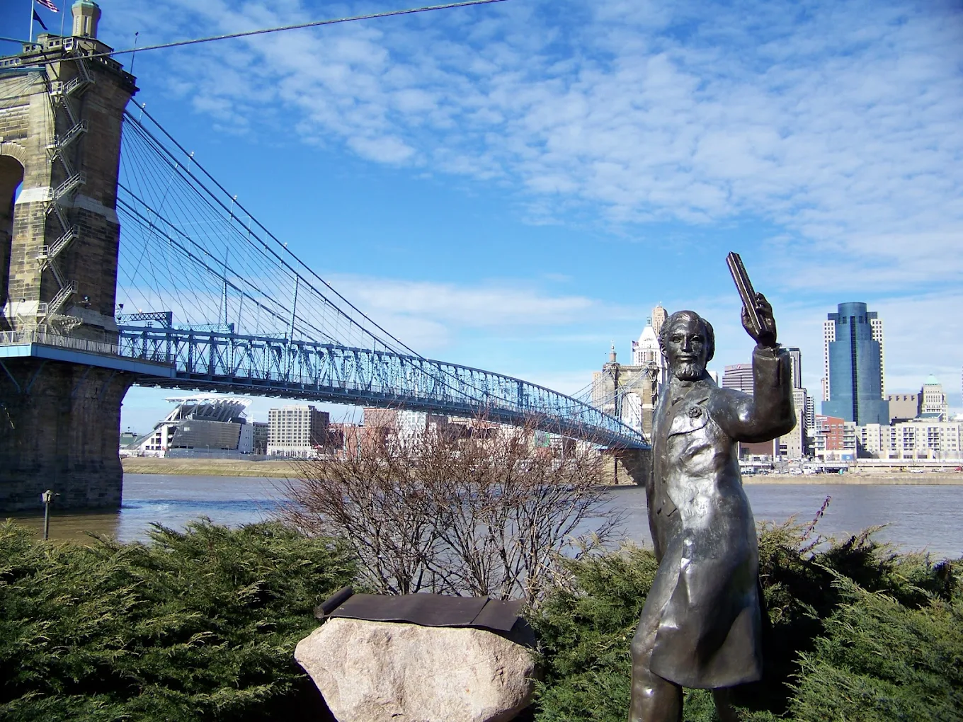 Pedestrians on bridge
