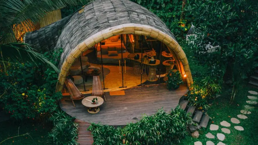 Hideout Eco Bamboo House interior lounge