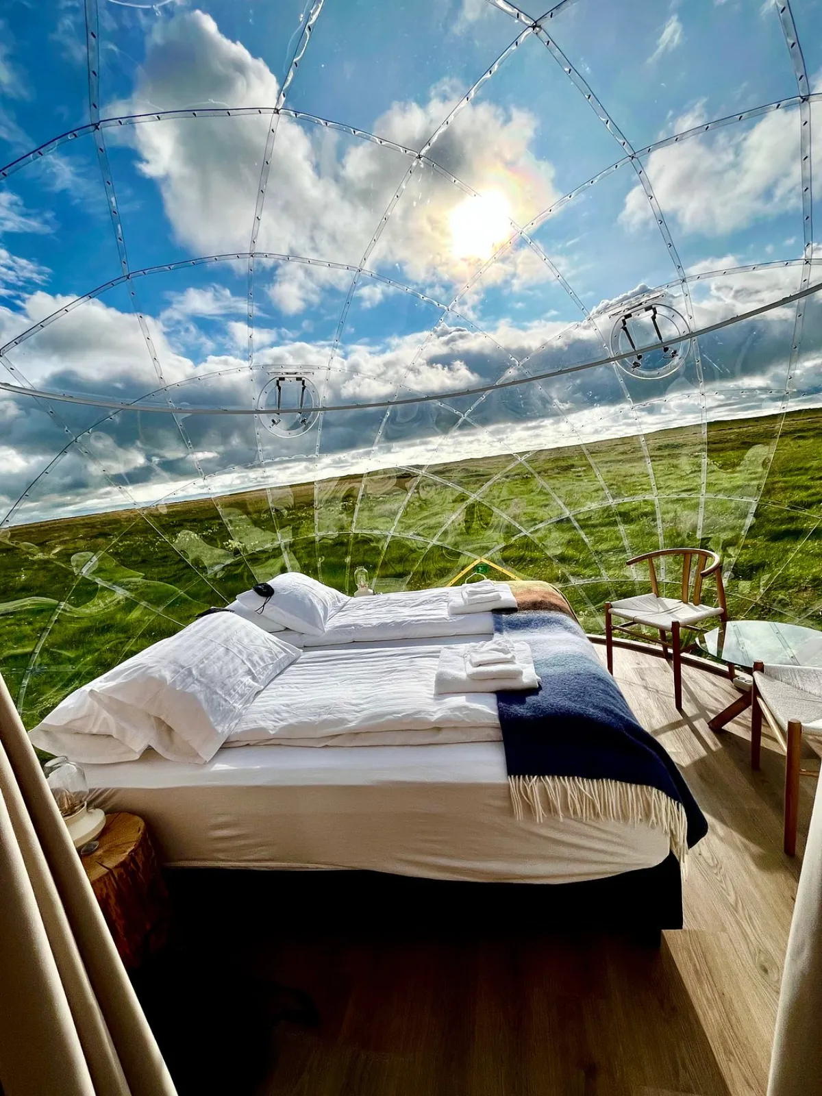 Aurora Igloo Dome Under Night Sky