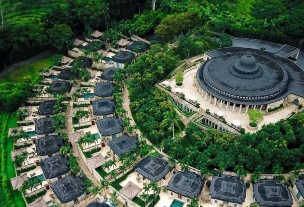 Aman Jiwo Central Java Borobudur temple view pavilion Indonesia