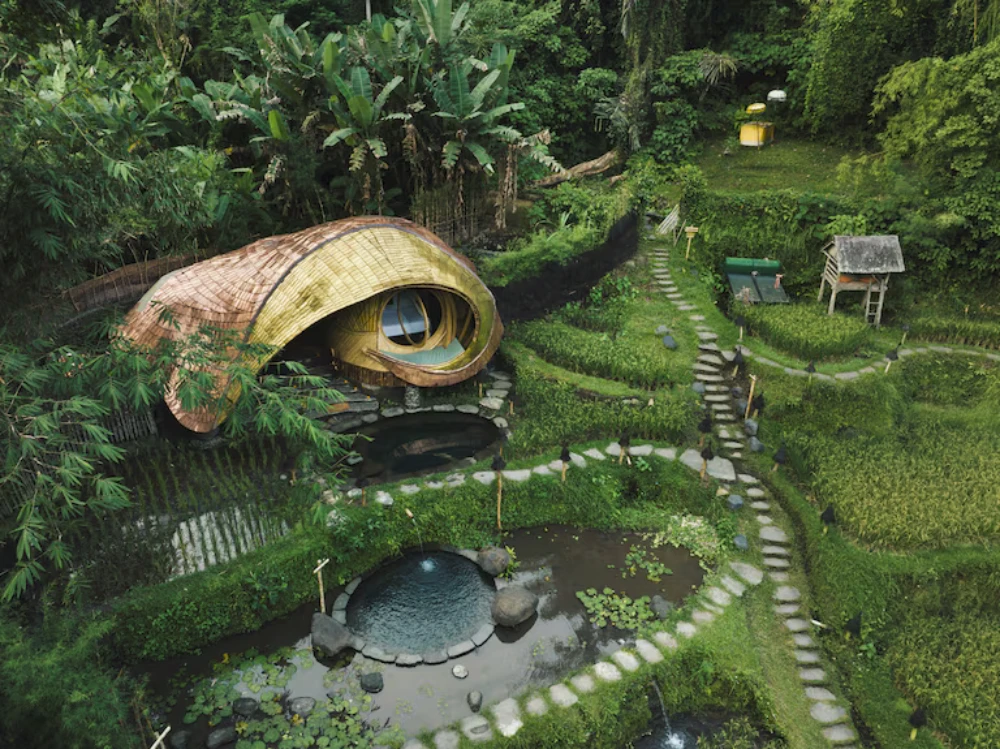 Bambu Indah Ubud Bali permaculture reclaimed teak bamboo Sayan Ridge
