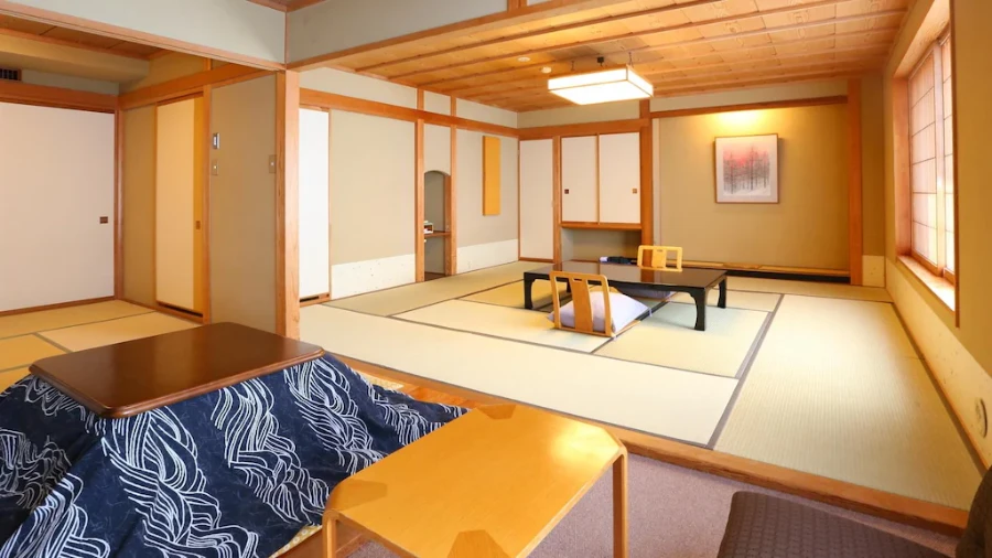Ryokan Sakaya indoor wooden onsen bath Nozawa Onsen traditional Japan ski