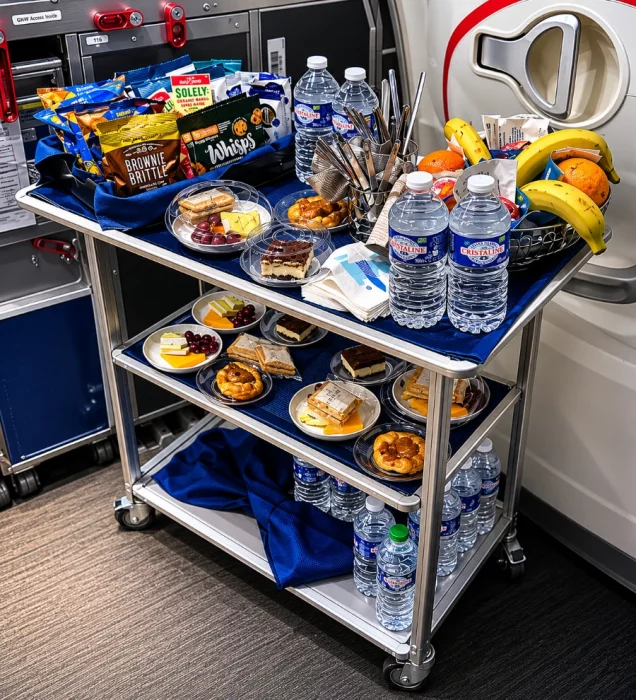 United Polaris Business Class Review: Frankfurt to Chicago (UA945) Snack cart