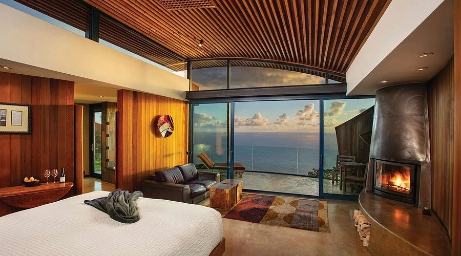 Post Ranch Inn Big Sur room built into the mountainside with a view