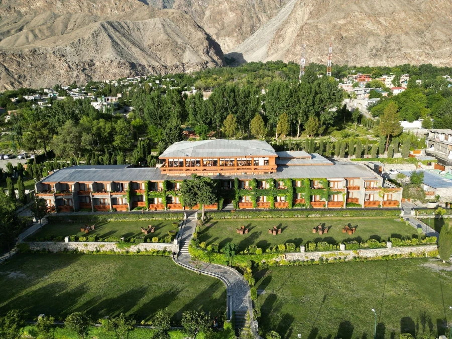 Serena Hotel Gilgit with a mountain view on the Karakoram Highway