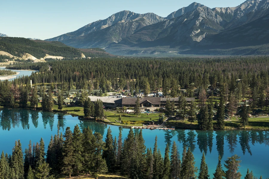 Fairmont Jasper Park Lodge forest cabin with a peaceful view