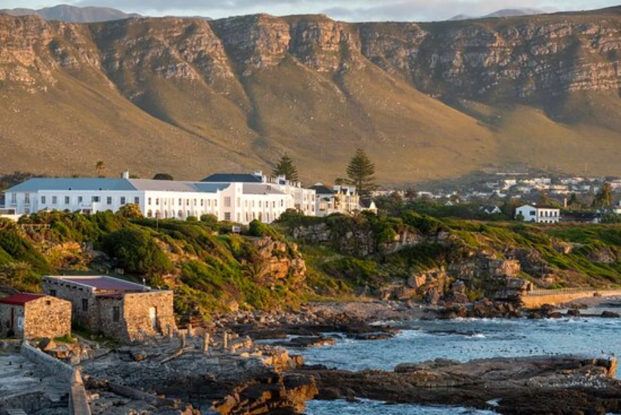 The Marine Hermanus clifftop hotel with a Walker Bay view