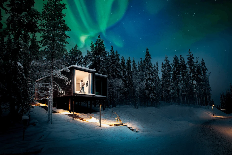 Arctic TreeHouse Hotel Rovaniemi glass suite exterior